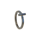 OXIDIZED GILVER BLUE SAPPHIRE STICK LILAH STACK RING