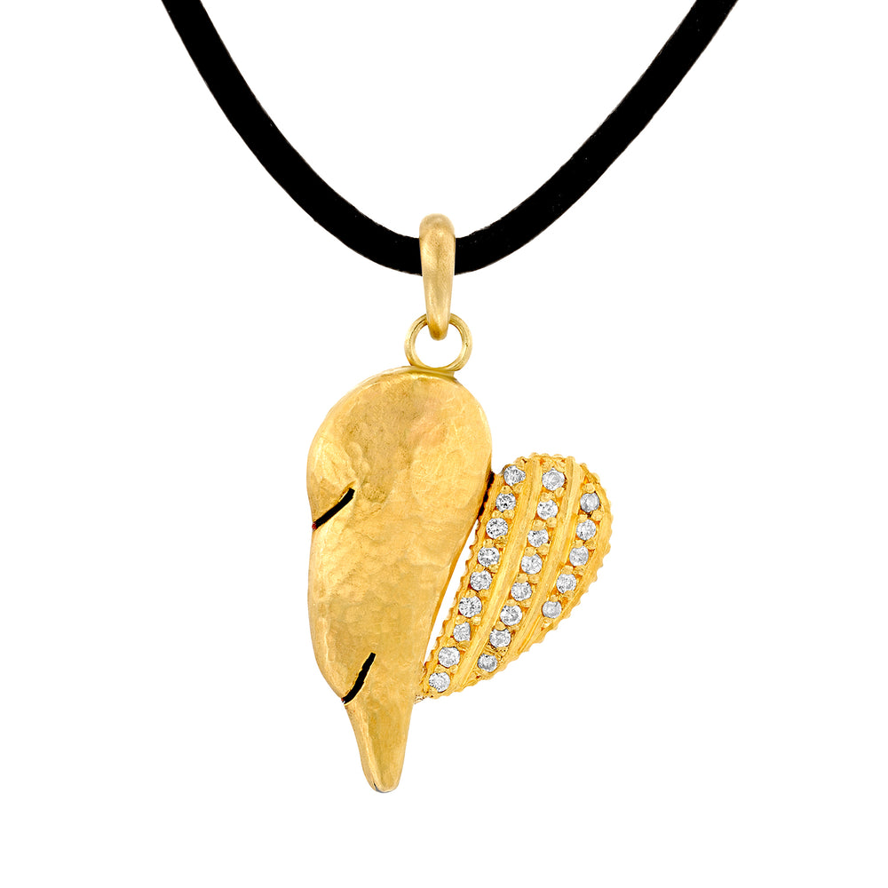 DOUBLE WING GOLD & LEATHER NECKLACE