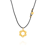 24K GOLD & LEATHER STAR OF DAVID NECKLACE