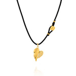 DOUBLE WING GOLD & LEATHER NECKLACE