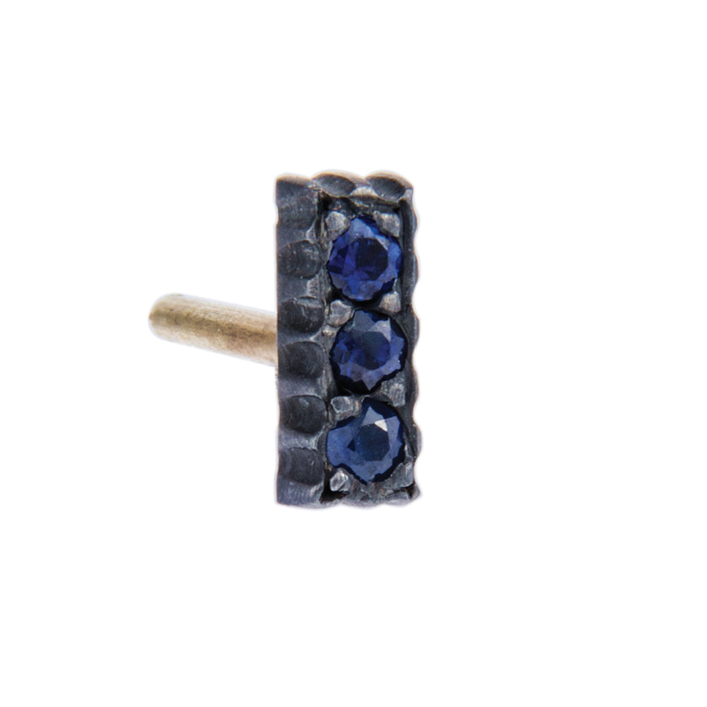 OXIDIZED GILVER SAPPHIRE LILAH STICK STUD EARRINGS