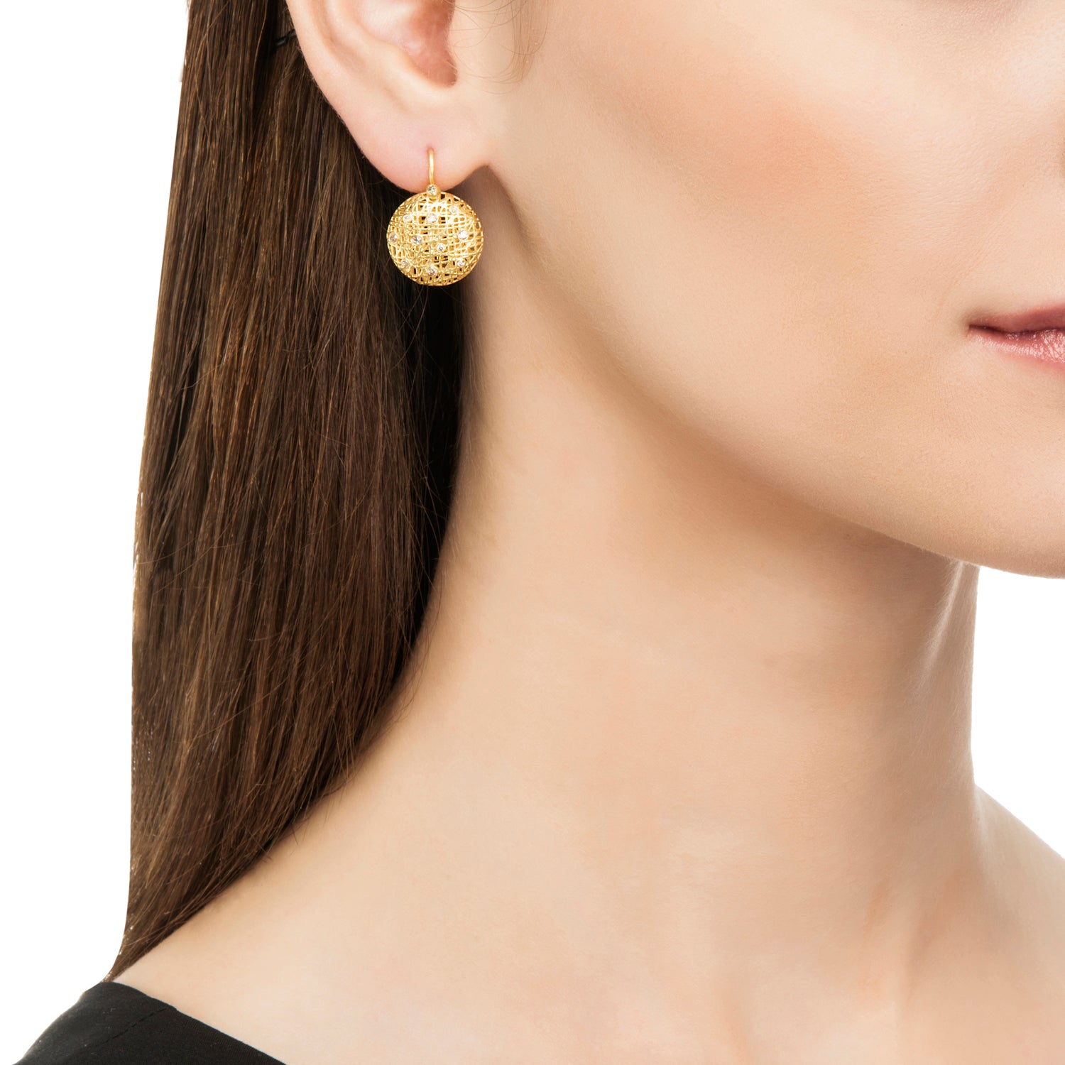 Round 9ct Gold Stud Earrings with Cubic Zirconia | Posh Totty Designs