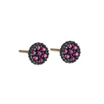 OXIDIZED GILVER PAVE RUBY LILAH STUD EARRINGS