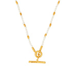 24K GOLD SMALL BAMBOO PEARL BEADED NECKLACE