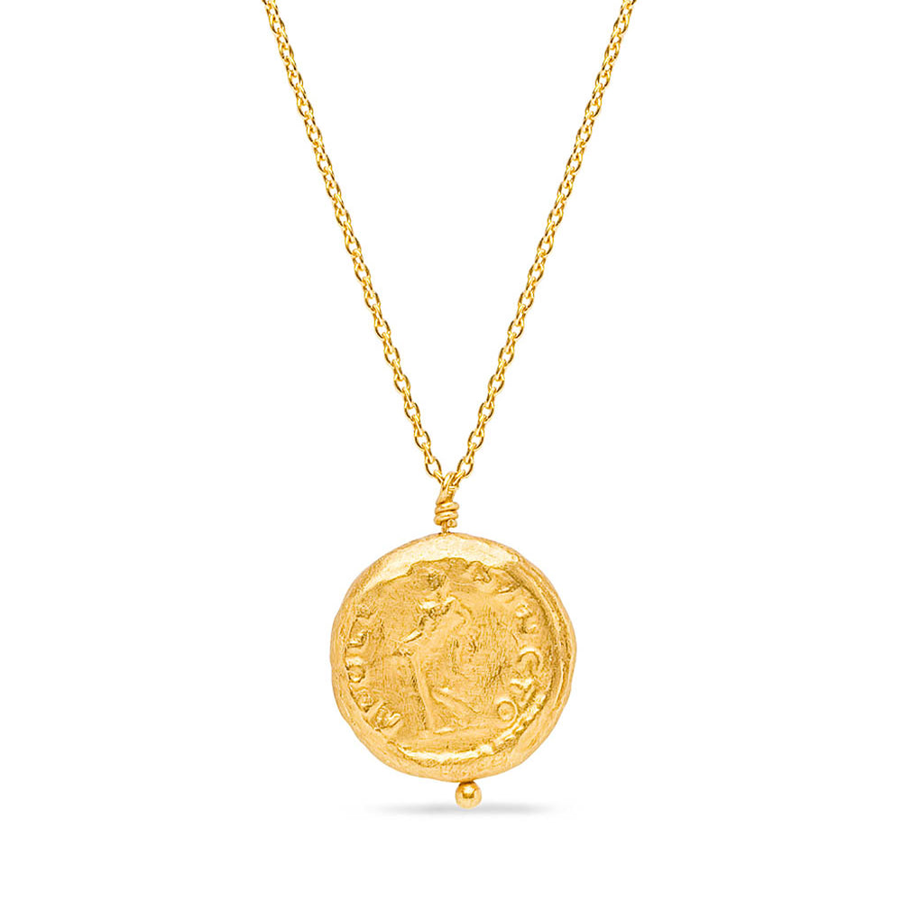 24K GOLD ROMAN FACE COIN NECKLACE