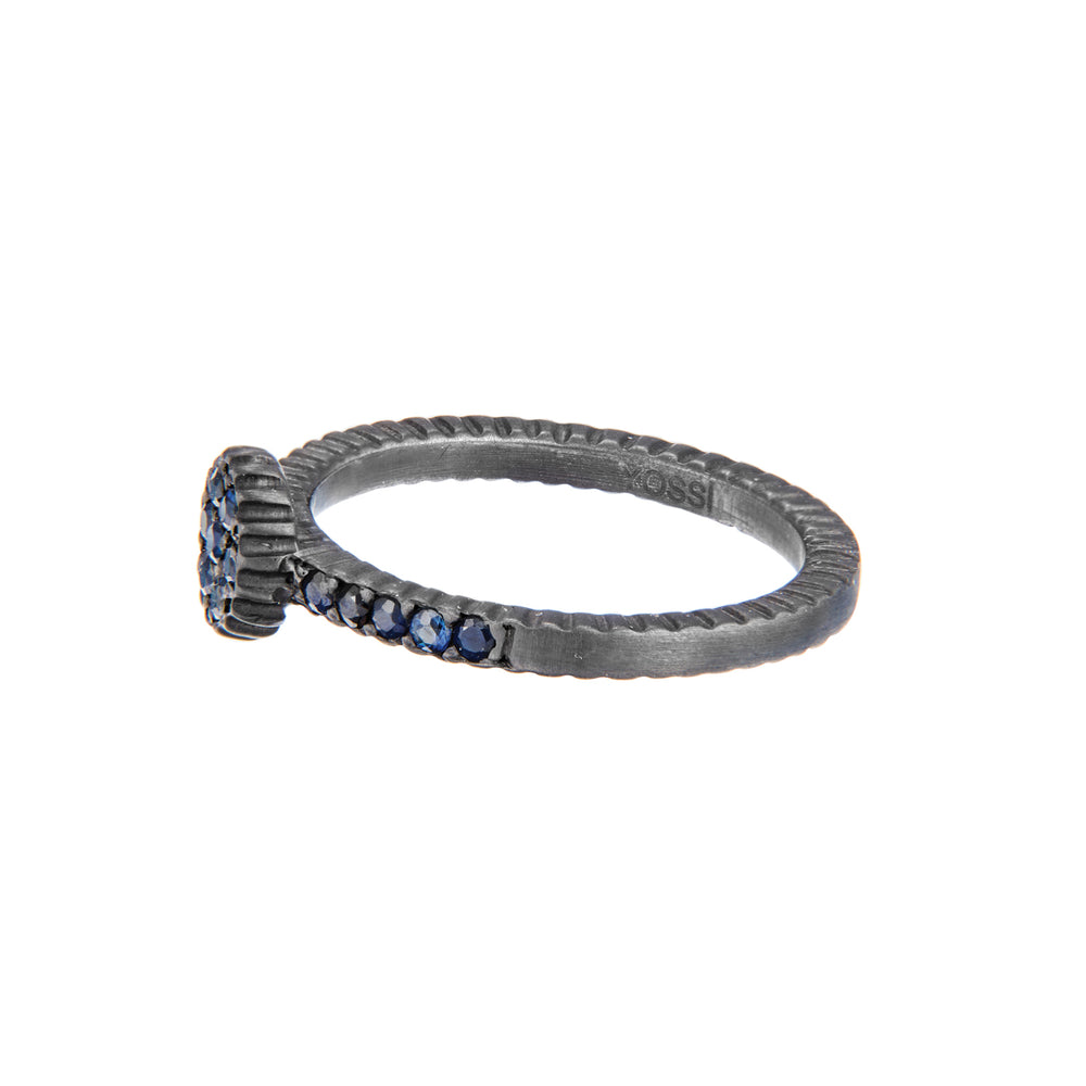 OXIDIZED GILVER BLUE SAPPHIRE LILAH STACK RING