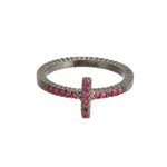 OXIDIZED GILVER RUBY STICK LILAH STACK RING