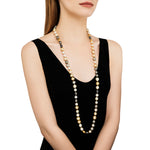 24K GOLD PEARL AND DIAMOND TWO STRAND WRAP NECKLACE